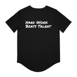 Athlete Apex Men's Motivational Curved Hem Tee - 'Hard Work Beats Talent'