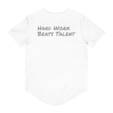 Athlete Apex Men's Motivational Curved Hem Tee - 'Hard Work Beats Talent'