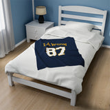 Custom Velveteen Plush Blanket with Personalized Name & Number - Cozy Gift for Sports Fans