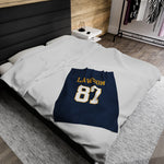 Custom Velveteen Plush Blanket with Personalized Name & Number - Cozy Gift for Sports Fans