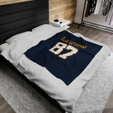 Custom Velveteen Plush Blanket with Personalized Name & Number - Cozy Gift for Sports Fans