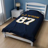 Custom Velveteen Plush Blanket with Personalized Name & Number - Cozy Gift for Sports Fans